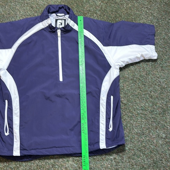 FootJoy Mens Jacket Blue Colorblock 1/2 Zip Anorak Nylon Windbreaker - Picture 11 of 14